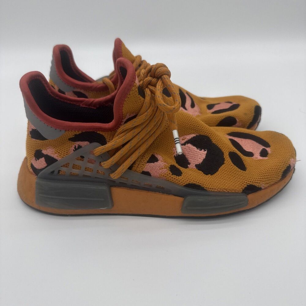 Adidas Human Race Pharrell Williams Animal Print Sneakers Men's 5.5 Orange